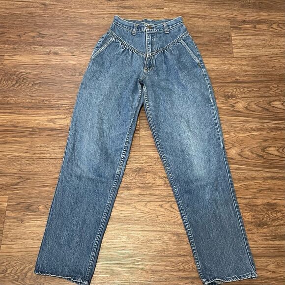 Vintage 80’s L’Abeille Tapered High Waist Pleated Mom Jeans Size 24” Waist - Picture 1 of 13